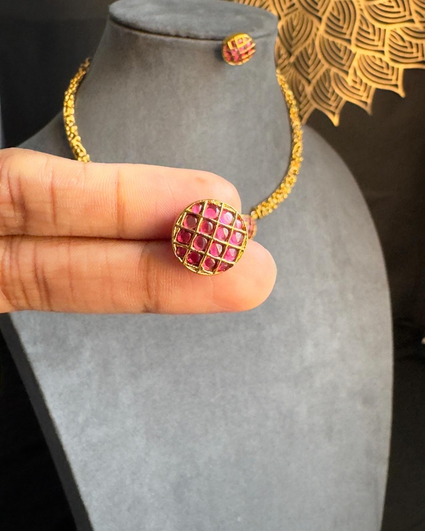 Grid design CZ Necklace Set -  FUSION