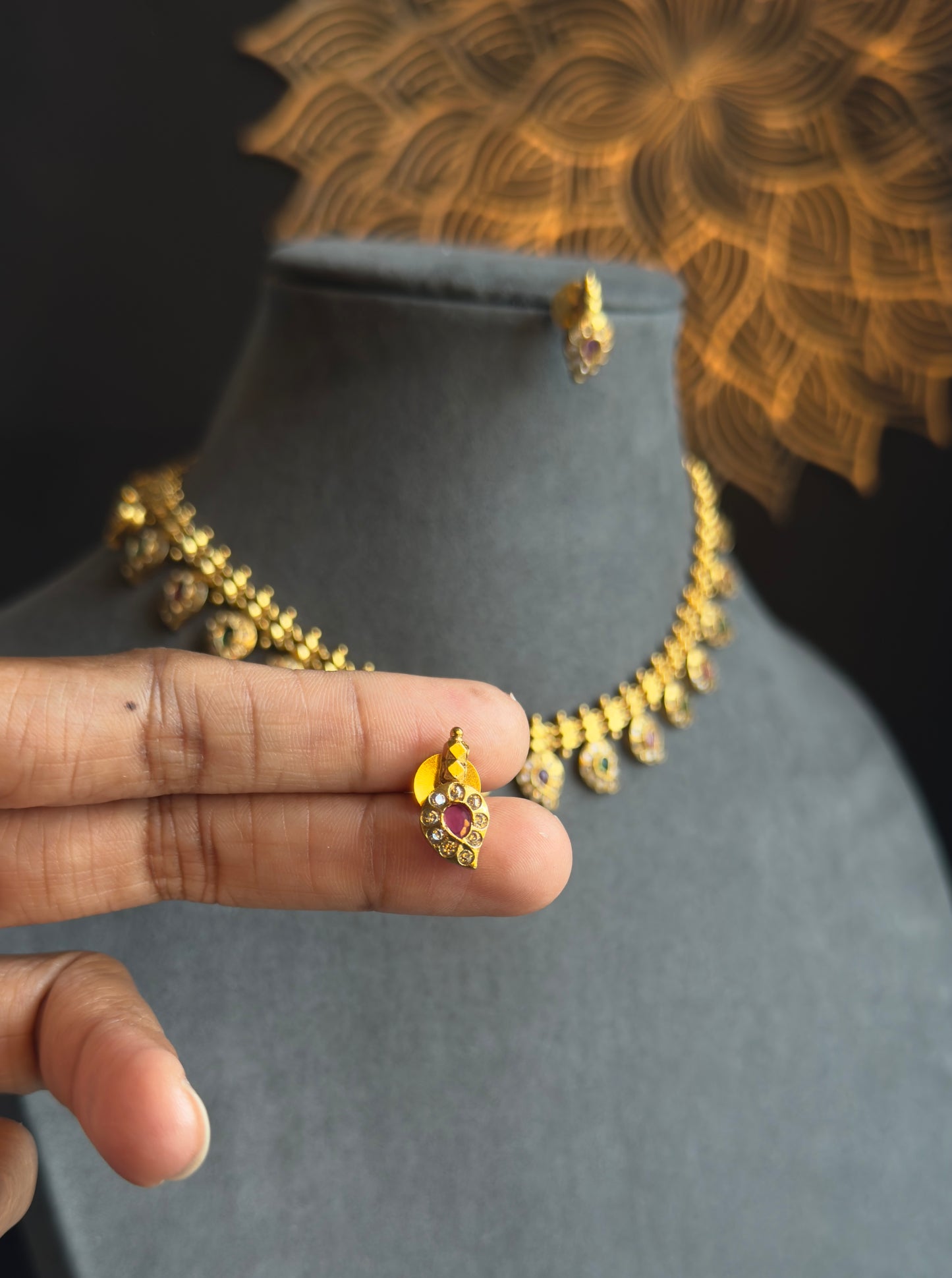Paisley mango necklace Set with earring - South Indian TRADITIONAL