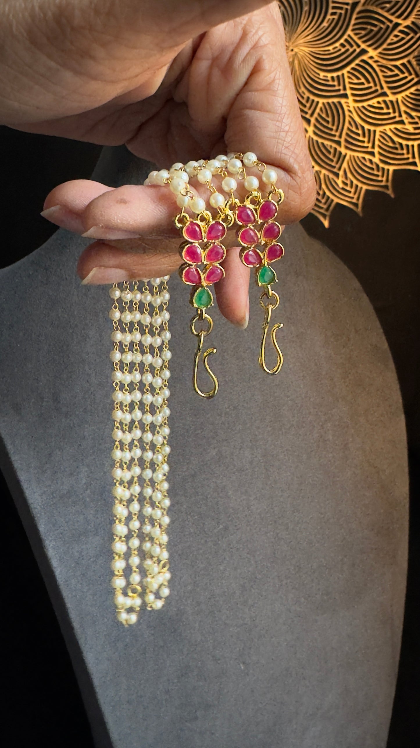 Pearl 3 Layer EarChain | Maatal Ear Support - TRADITIONAL