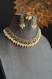 Trendy bronze  Gold Kundan AD Choker Earrings  Tikka - BOLLYWOOD