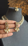 Trendy bronze  Gold Kundan AD Choker Earrings  Tikka - BOLLYWOOD