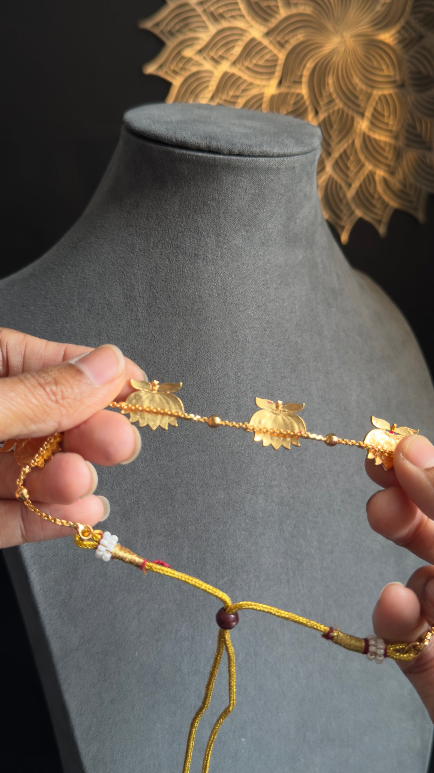 Manju warrier Inspired Lotus Necklace with Earrings Lotus Necklace Set South Indian jewelery- - BUDGET