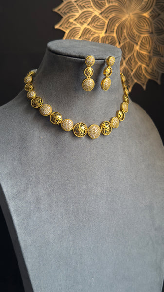 Panoply Dainty AD Stone Indian Jewelry Necklace Set - AMERICAN DIAMOND