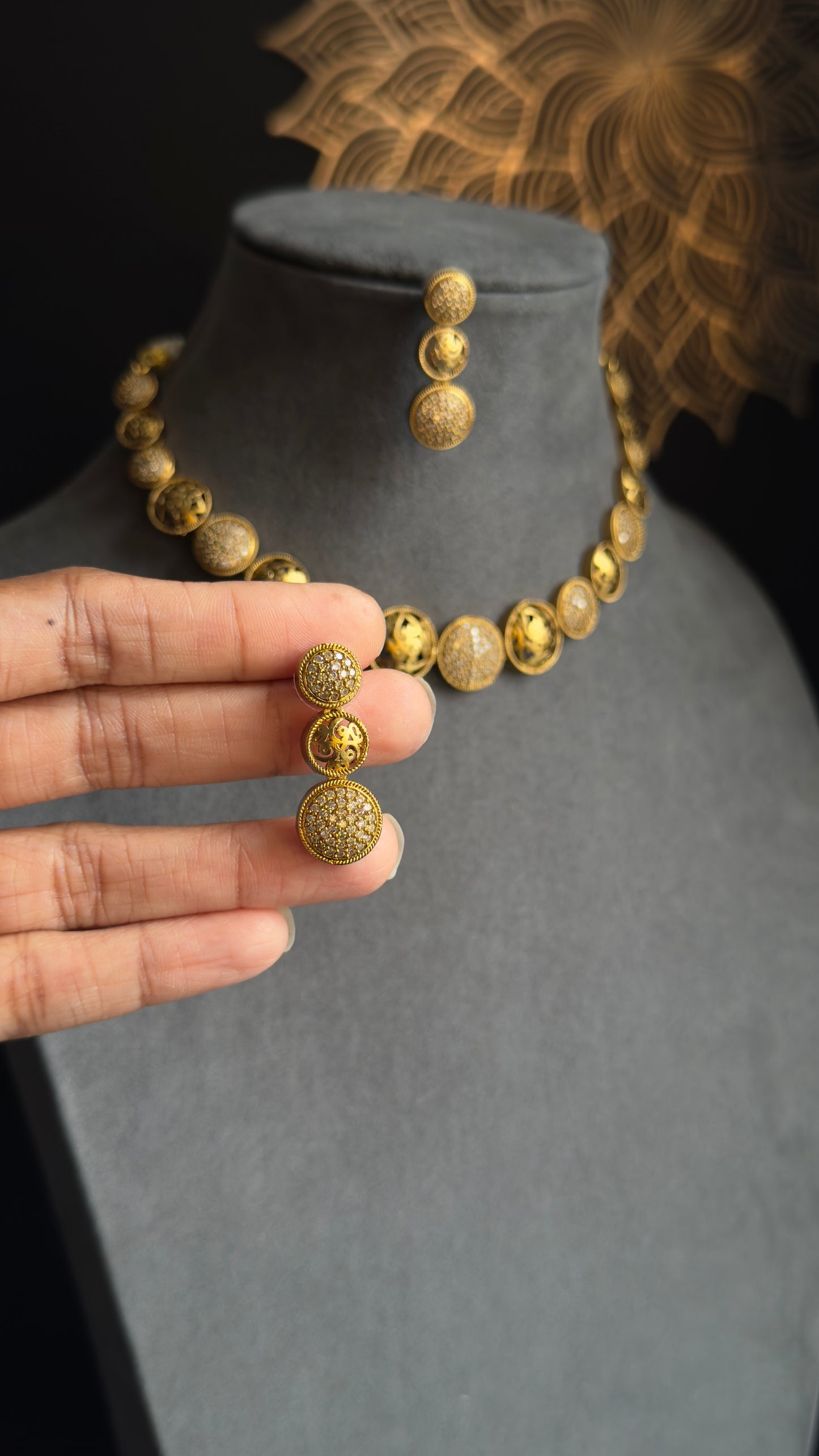 Panoply Dainty AD Stone Indian Jewelry Necklace Set - AMERICAN DIAMOND