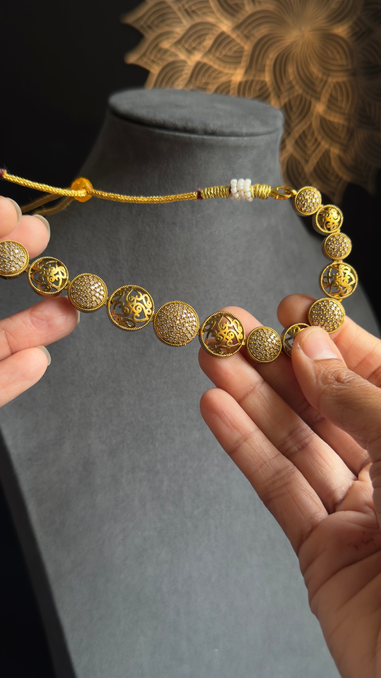 Panoply Dainty AD Stone Indian Jewelry Necklace Set - AMERICAN DIAMOND