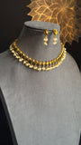 Rice pearl matt gold Gold South Indian jewelry Necklace Set - TRADITIONAL