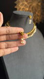 Rice pearl matt gold Gold South Indian jewelry Necklace Set - TRADITIONAL