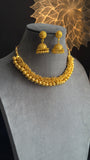 Cluster pearl matt gold Gold South Indian jewelry Necklace jhumka Set  - TRADITIONAL