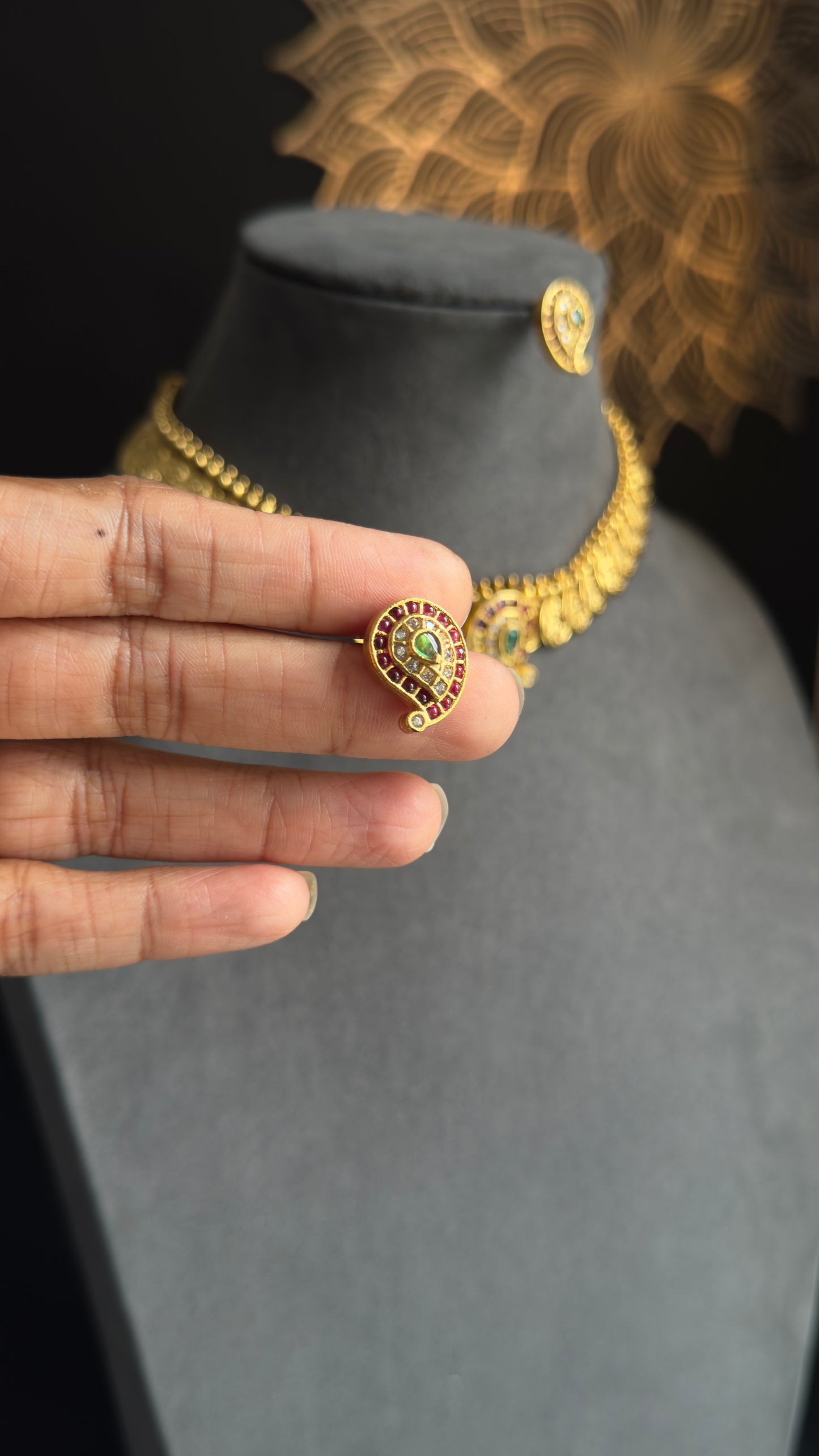 Traditional Lakshmi Coin Necklace Jhumka Set - TEMPLE