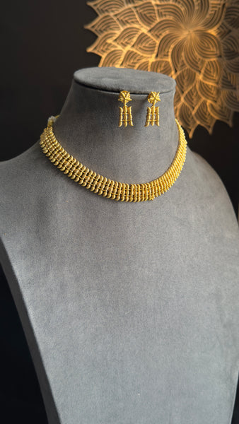 Belt style kerala Vine matt Gold South Indian jewelry Necklace Set -  - TRADITIONAL