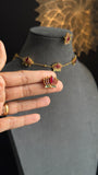 Manju warrier Inspired Real kemp Lotus Necklace with Earrings Lotus Necklace Set South Indian jewelery- Premium