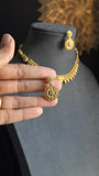 Kemp Gold South Indian jewelry Necklace Set with dangler - TRADITIONAL