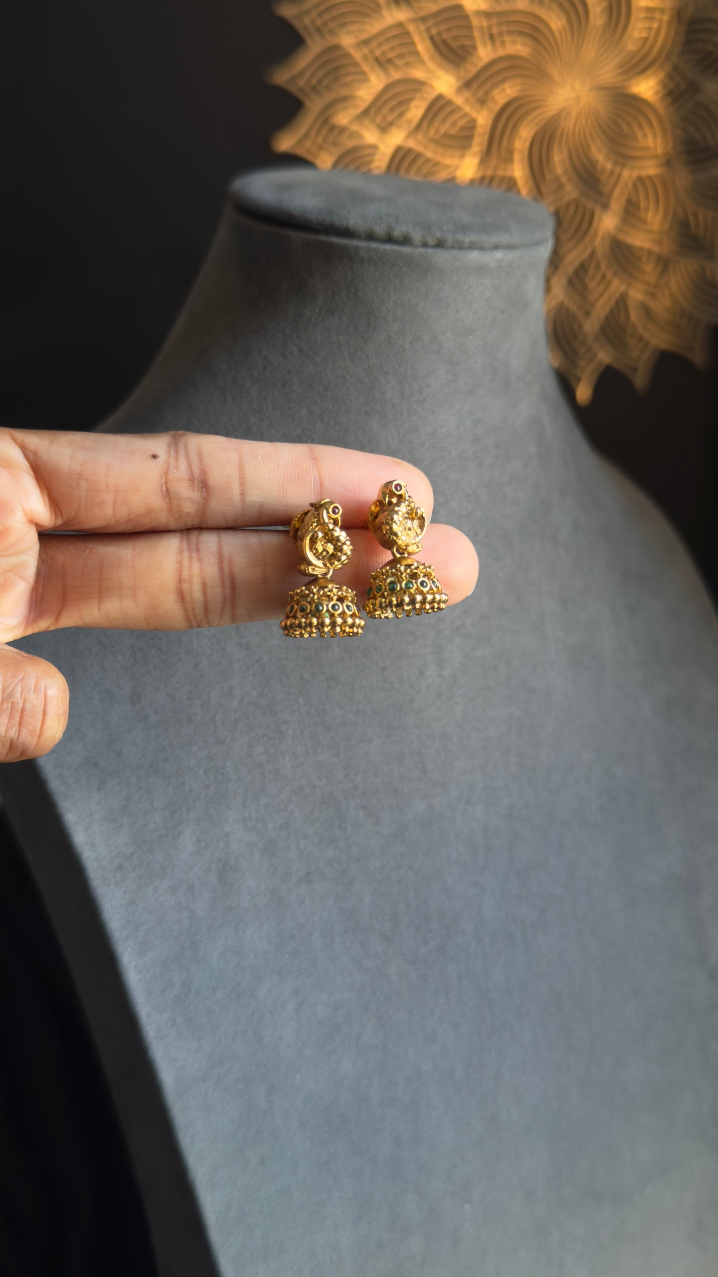 Mini Peacock-Inspired Top Jhumka Earrings - BUDGET