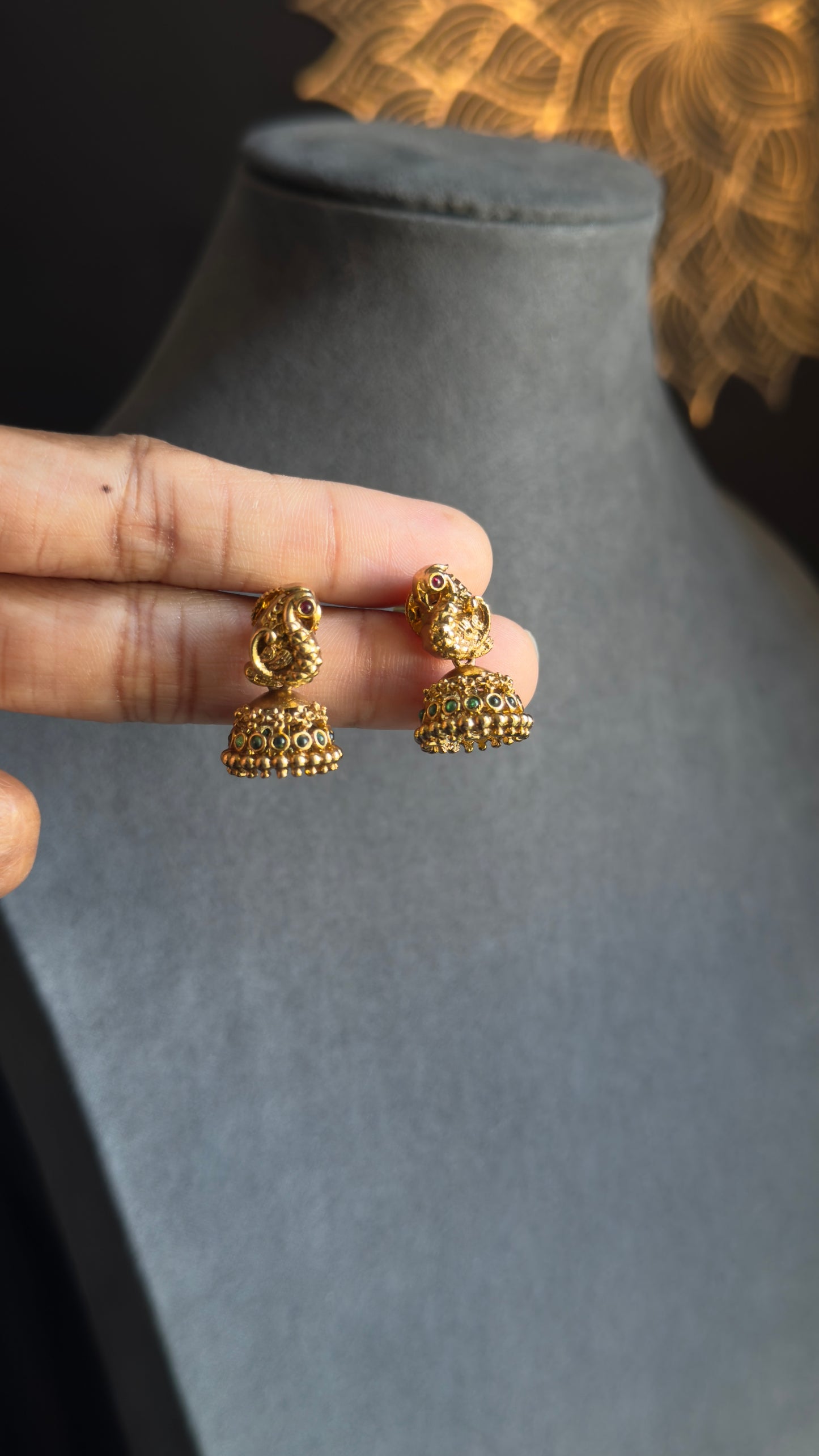 Mini Peacock-Inspired Top Jhumka Earrings - BUDGET
