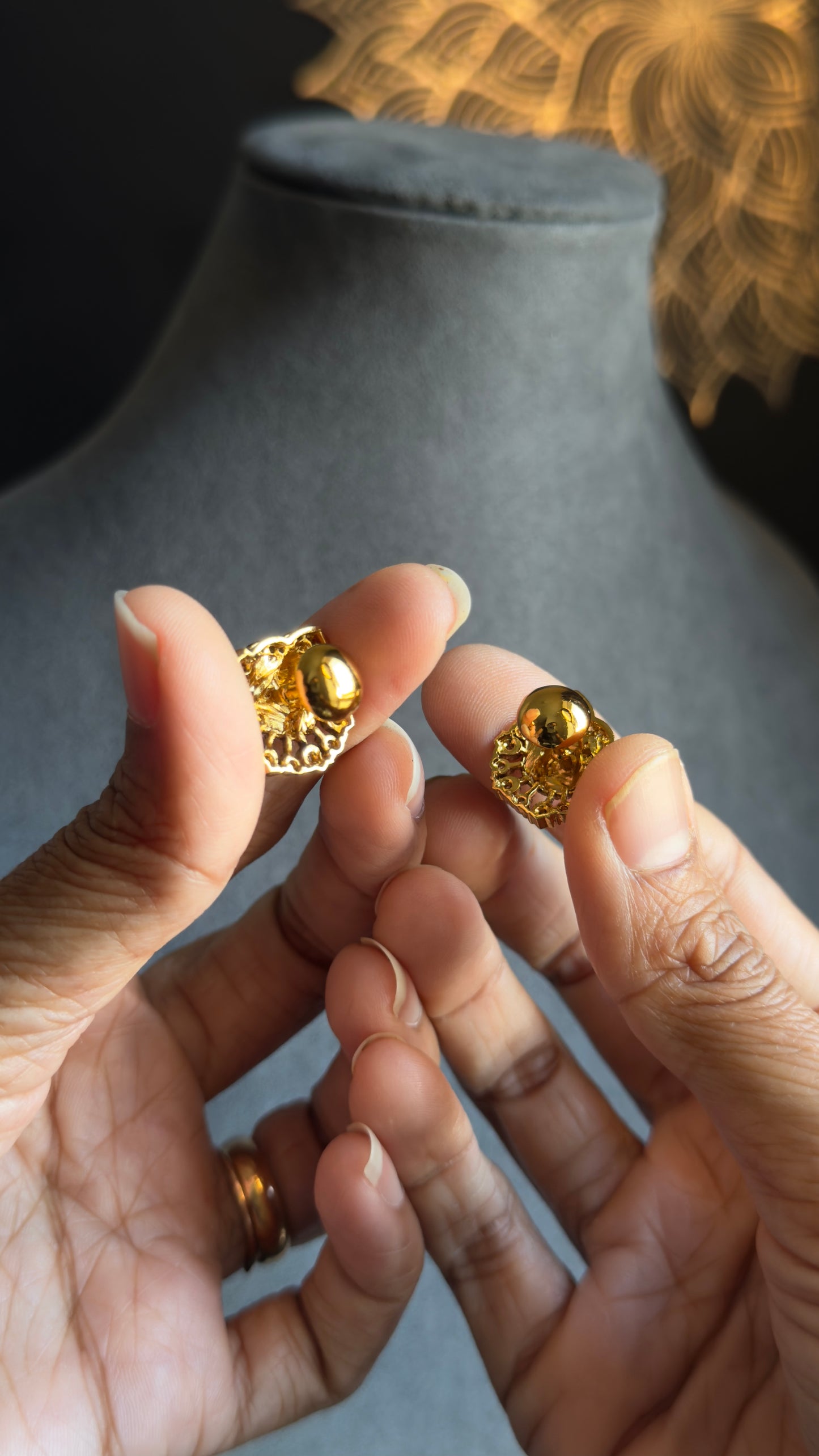 Goddess Lakshmi American diamond Stud Earrings Gold South Indian Earrings TEMPLE