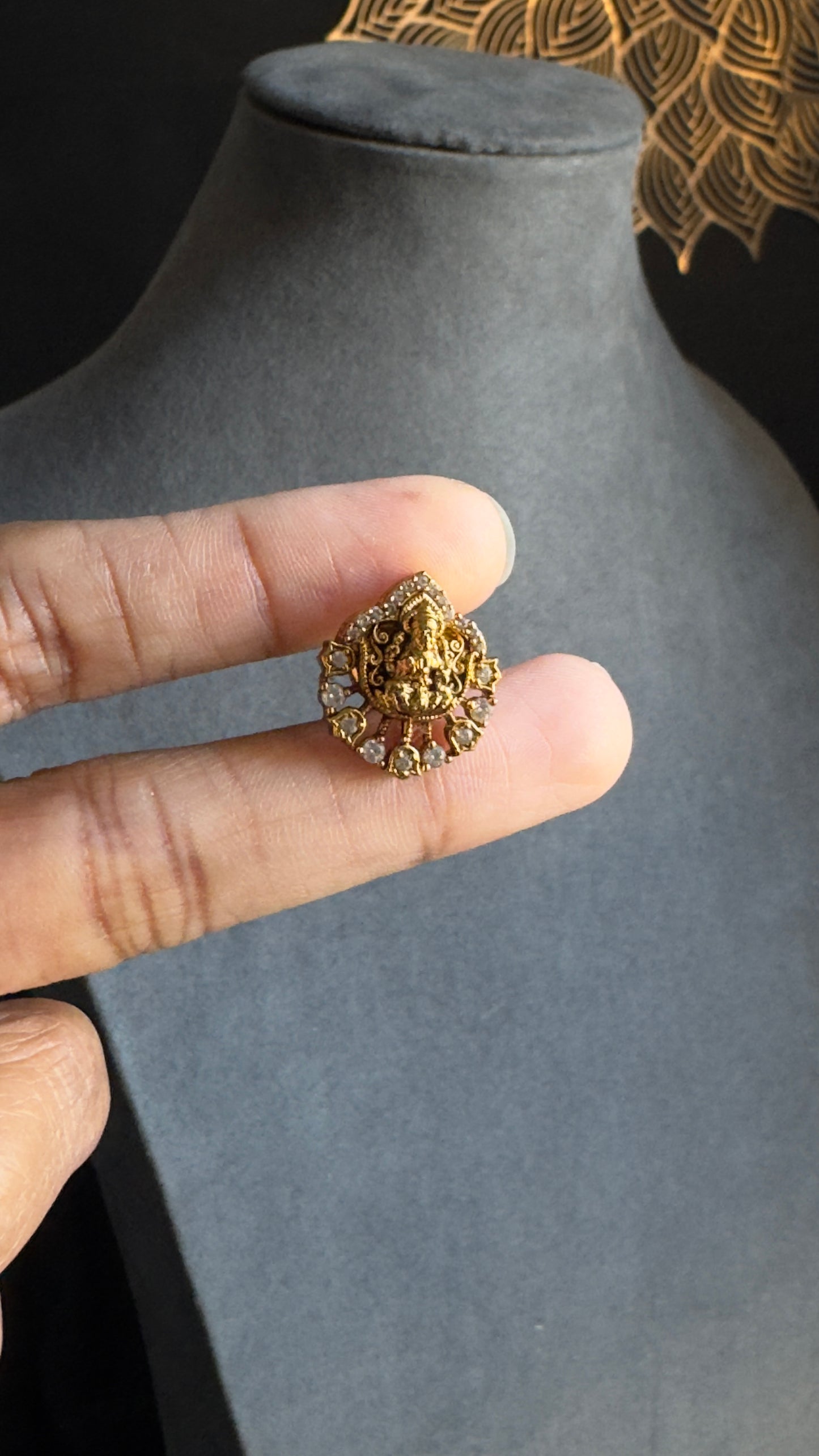 Goddess Lakshmi American diamond Stud Earrings Gold South Indian Earrings TEMPLE