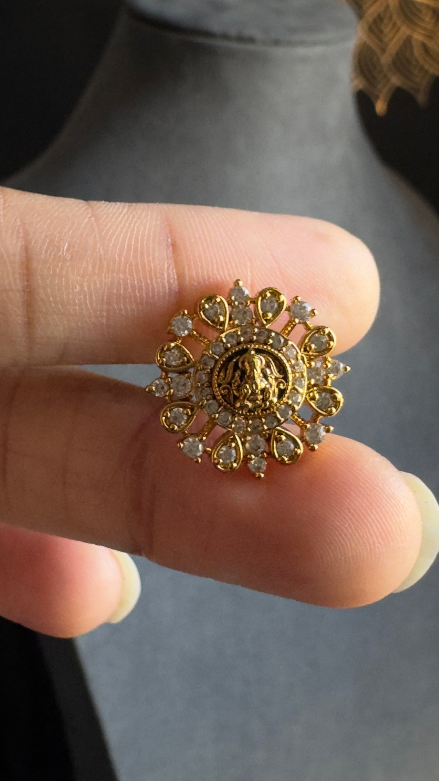 Goddess Lakshmi American diamond Stud Earrings Gold South Indian Earrings TEMPLE