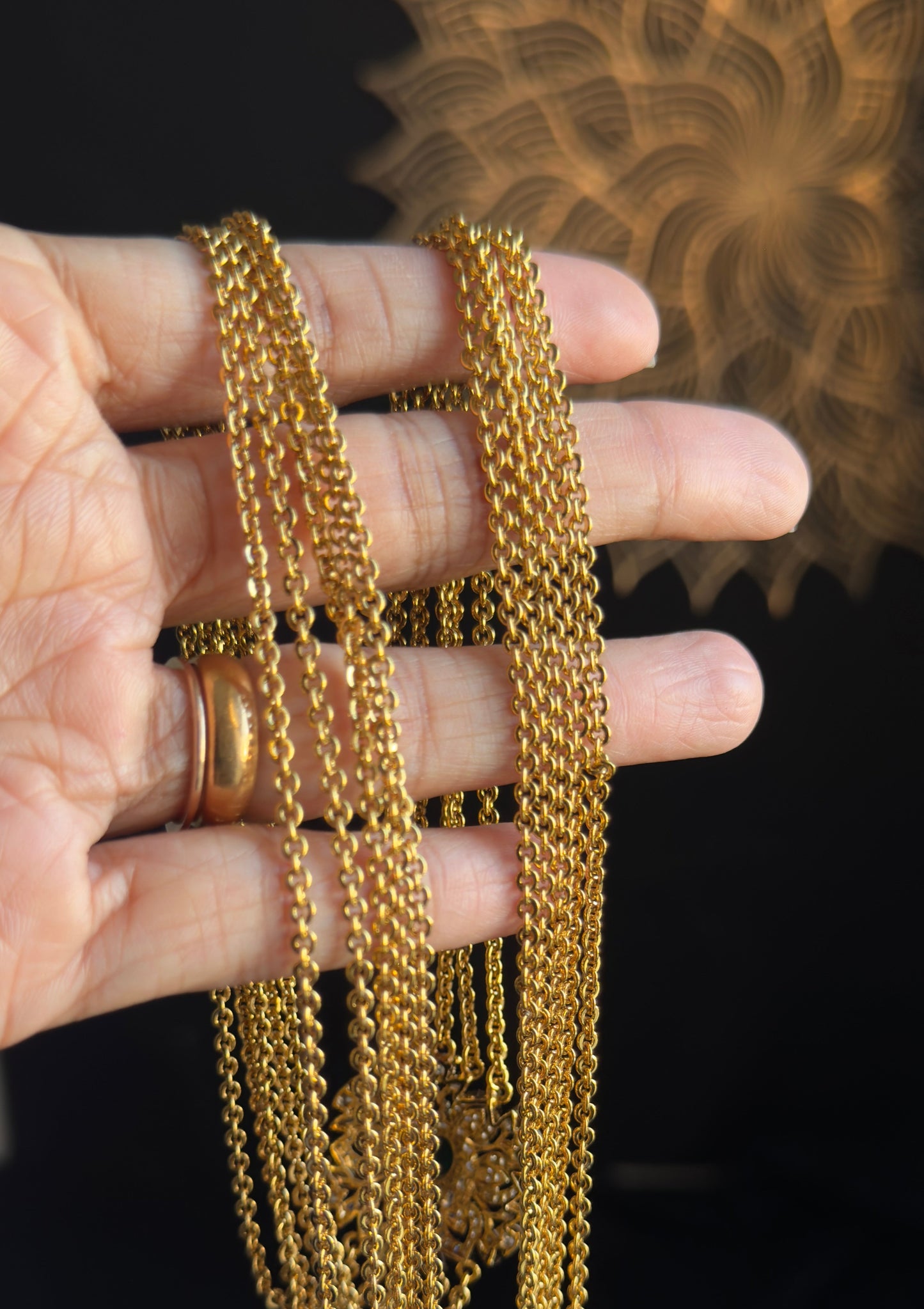 Emerald gold Plated american diamond Raani Haar Necklace Set - LONG NECKLACE
