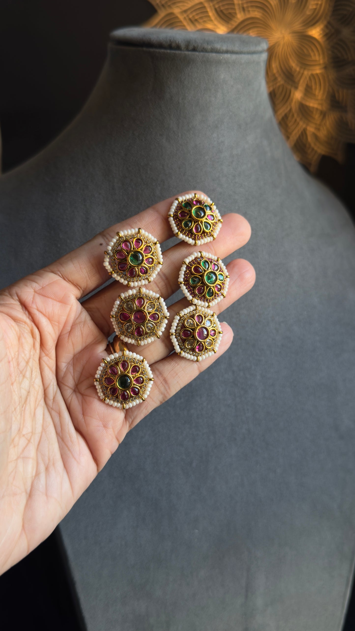 Mandala Kundan Stud Earrings - Various Designs