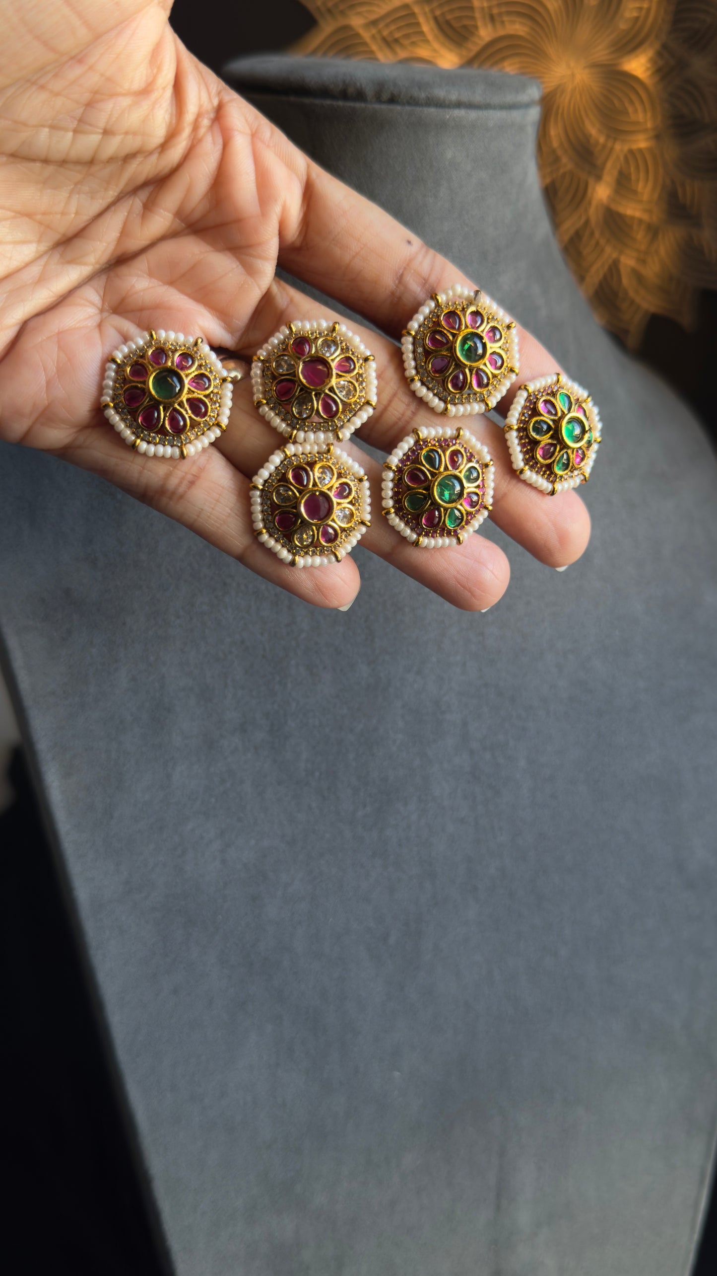 Mandala Kundan Stud Earrings - Various Designs