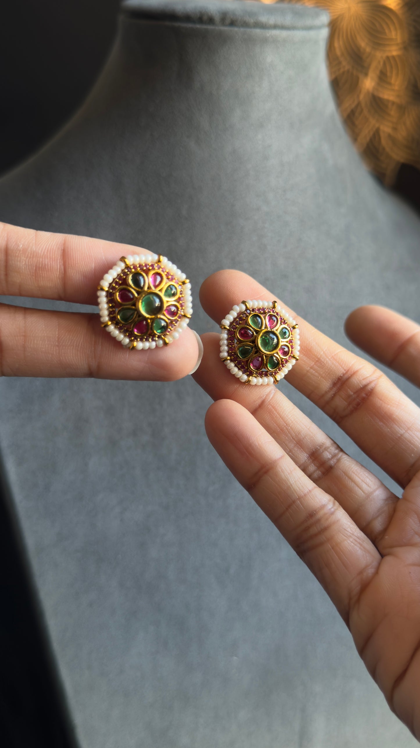 Mandala Kundan Stud Earrings - Various Designs
