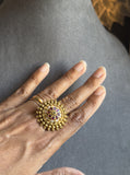 Mandala Kundan Stud Ring Antique AD Gold Kemp South Indian Finger ring- TRADITIONAL