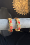 Set of 2 Antique Lakshmi Gold Bangle South indian Jewelry Antique jewelry - TRADITIONAL