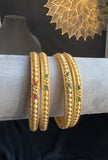 Set of 4 Dainty Simple Antique Gold South Indian Bangle - TRADITIONAL