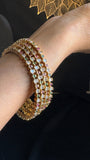 Set of 4 Multicolour Dainty american diamond Antique Gold South Indian Bangle - TRADITIONAL
