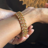 Set of 4 Multicolour Dainty american diamond Antique Gold South Indian Bangle - TRADITIONAL