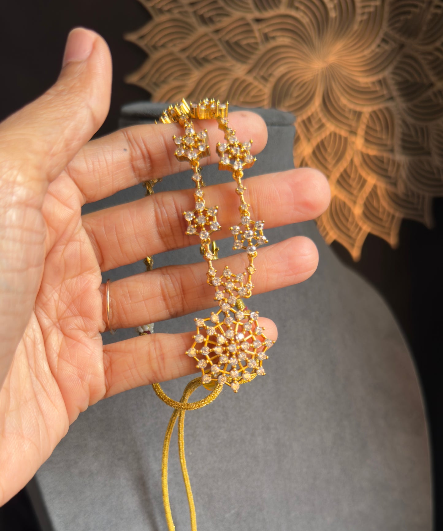 Chakra Pendant Necklace drop Earrings - AMERICAN DIAMOND