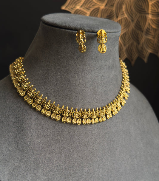 Nagshi Coin Lakshmi Necklace Set- TEMPLE