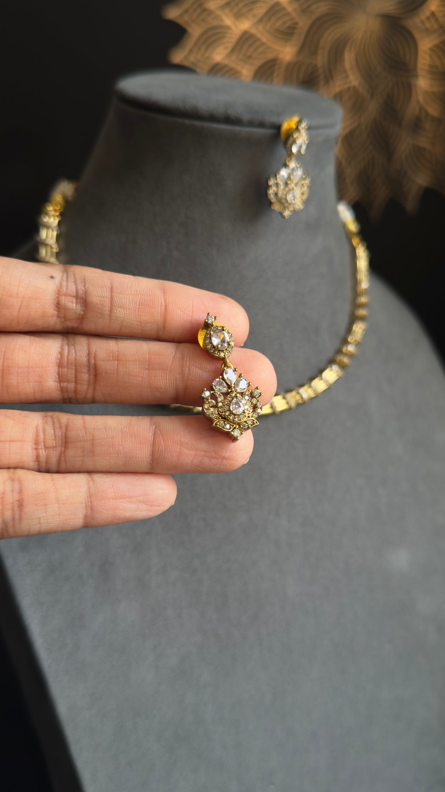 AD Hasli South Indian Jewelry Gold Necklace Set - FUSION