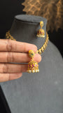 Real kemp Kerala palakka pendant Gold South Indian jewelry Necklace Set - TRADITIONAL