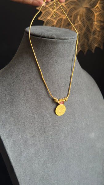 Lakshmi coin Pendant microgold Gold Traditional South Indian Necklace set - BUDGET