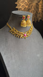 Belt syle Gold South Indian Gold Choker Set with Jhumka earrings- TRADITIONAL