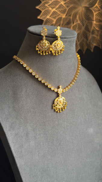 Impon Atigai Microgold Traditional  Gold South Indian Jewelry Necklace Set - TRADITIONAL