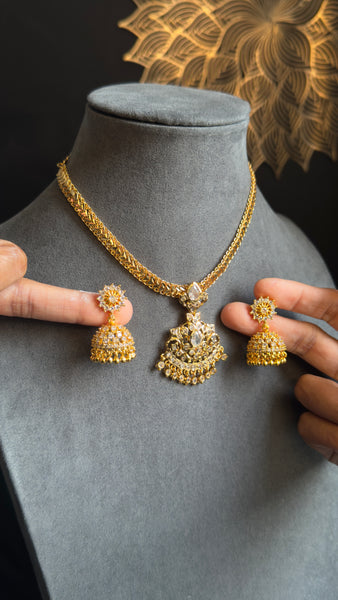 Impon Atigai Microgold Traditional  Gold South Indian Jewelry Necklace jhumki Set - TRADITIONAL