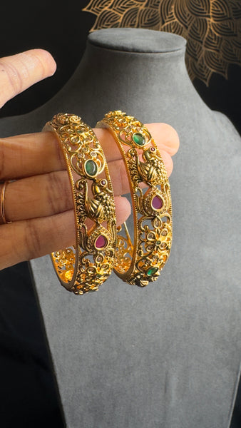 Lakhmi coin pair of kada Bangle Kemp Bangle South indian Jewelry Antique indian jewelry - TRADITIONAL