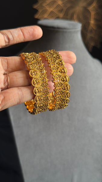 Lakhmi coin pair of kada Bangle Kemp Bangle South indian Jewelry Antique indian jewelry - TRADITIONAL
