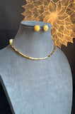 Tube Line Matt Gold Choker Set, Coin Earrings - BUDGET