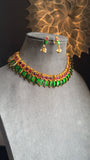 Kerala Nagapadam Choker Set | Traditional Green Palakka Necklace & Earrings | South Indian Temple Jewellery | South Indian Wedding Choker