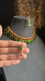 Kerala Nagapadam Choker Set | Traditional Green Palakka Necklace & Earrings | South Indian Temple Jewellery | South Indian Wedding Choker