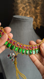 Kerala Nagapadam Choker Set | Traditional Green Palakka Necklace & Earrings | South Indian Temple Jewellery | South Indian Wedding Choker