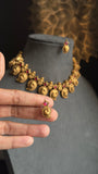 Panoply Kerala Lakshmi Peacock Manga Mala Choker Set | Traditional Mango Design Necklace & Earrings | Antique Gold Finish Temple Jewellery