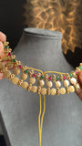 Panoply Kerala Kaasu Mala Choker Set | Traditional Coin Temple Jewelry with Ruby  Green Stones | Lakshmi Coin Necklace & Earrings
