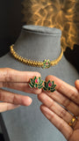 Panoply Best Selling Lotus Necklace with Earrings Lotus Necklace Set South Indian jewelery