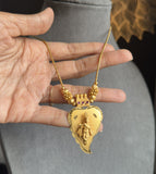 Krishna Leaf Pendant Gold Traditional South Indian Necklace | Kerala Temple Jewelry Heart Leaf Pendant Chain | Traditional Bridal Jewelry