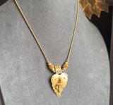 Krishna Leaf Pendant Gold Traditional South Indian Necklace | Kerala Temple Jewelry Heart Leaf Pendant Chain | Traditional Bridal Jewelry