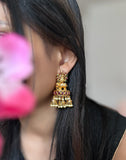 Elephant Gold Triple Jhumka Earrings - FUSION